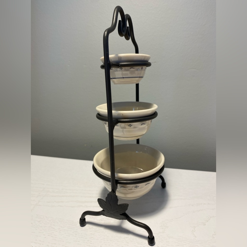 Longaberger Collectors Club Miniature Wrought Iron Mixing Bowl Stand and Bowls - Picture 6 of 6